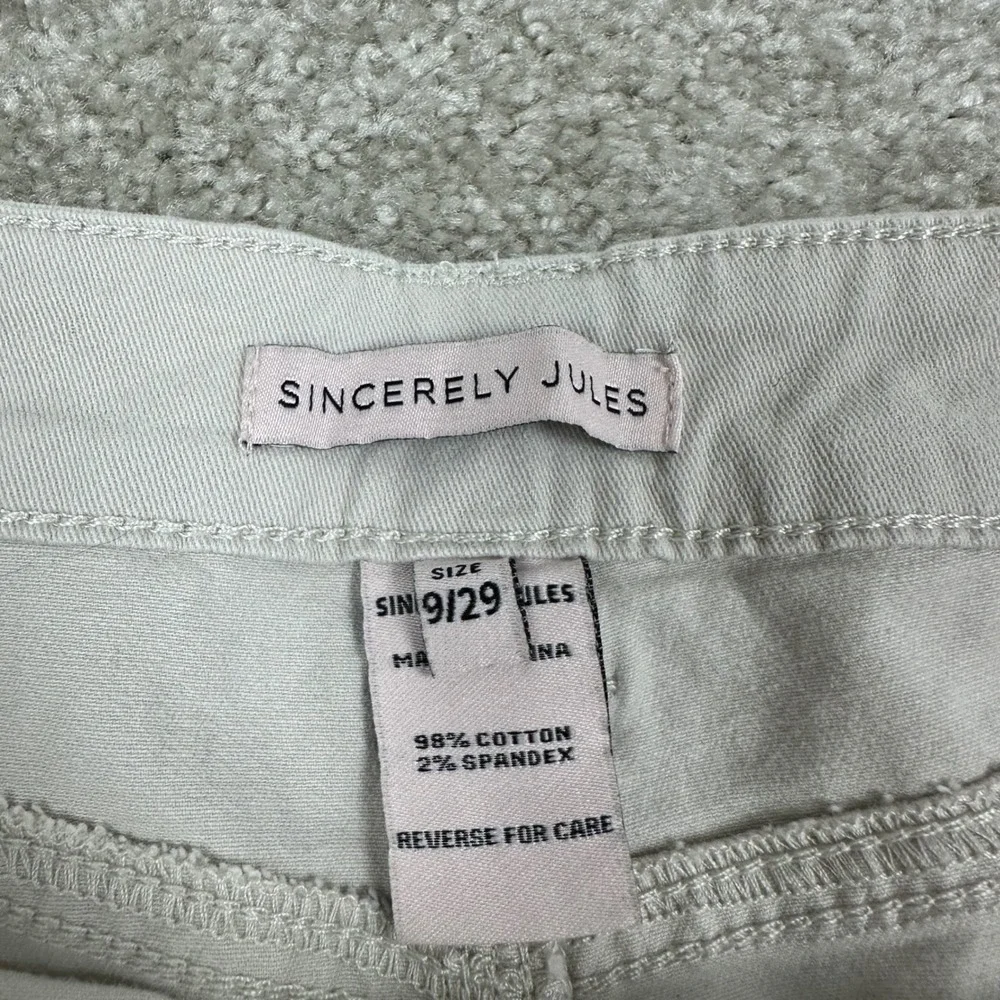 Sincerely Jules Womens Beige Cargo Pants Wide Leg Utility Cropped Size 9/29